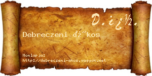 Debreczeni Ákos névjegykártya